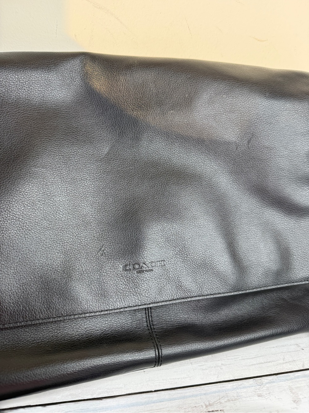 Coach Black Leather Messenger Satchel - Picture 2 of 5